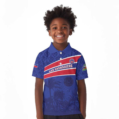 Custom Haiti Football Kid Polo Shirt Go Champions Les Grenadiers - African Pride