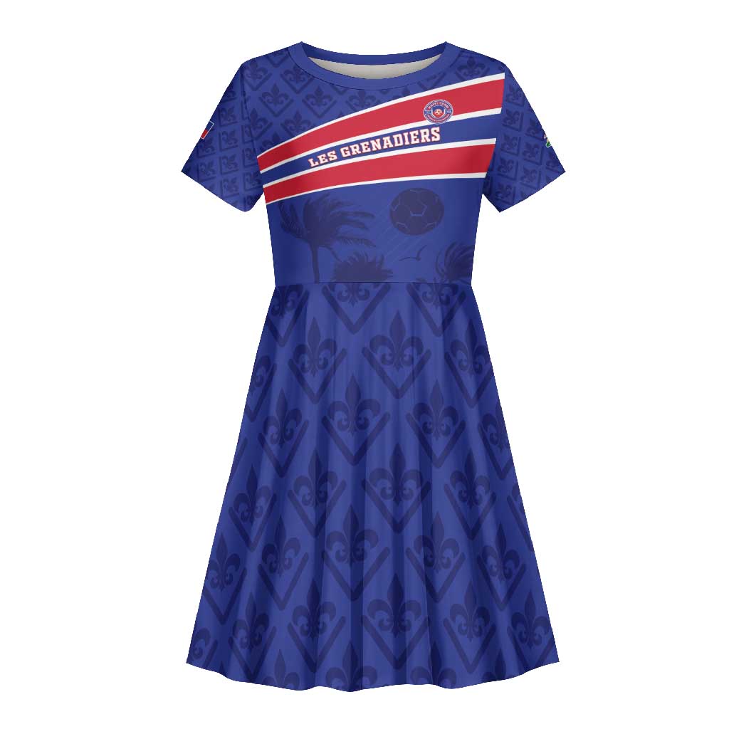 Custom Haiti Football Kid Short Sleeve Dress Go Champions Les Grenadiers - African Pride
