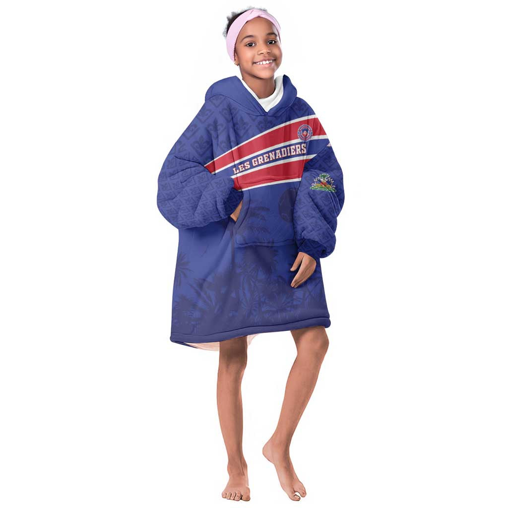 Custom Haiti Football Kid Wearable Blanket Hoodie Go Champions Les Grenadiers - African Pride