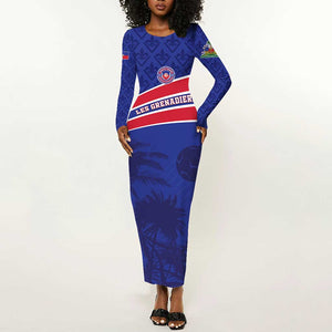 Custom Haiti Football Long Sleeve Bodycon Dress Go Champions Les Grenadiers - African Pride