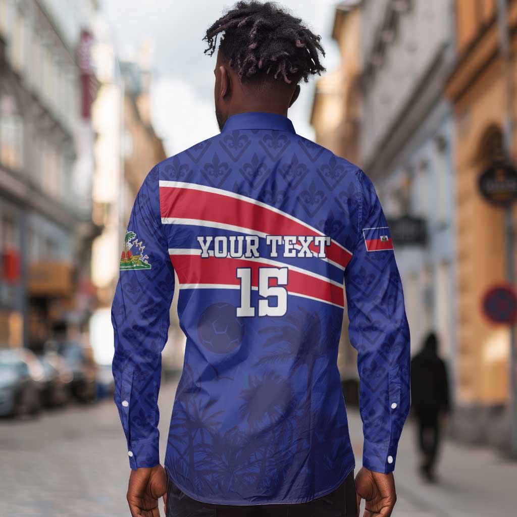 Custom Haiti Football Long Sleeve Button Shirt Go Champions Les Grenadiers - African Pride