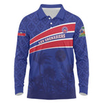Custom Haiti Football Long Sleeve Polo Shirt Go Champions Les Grenadiers - African Pride