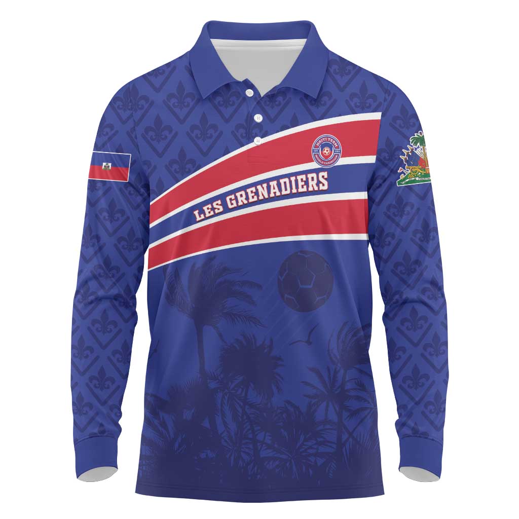 Custom Haiti Football Long Sleeve Polo Shirt Go Champions Les Grenadiers - African Pride