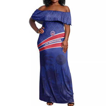 Custom Haiti Football Off Shoulder Maxi Dress Go Champions Les Grenadiers - African Pride