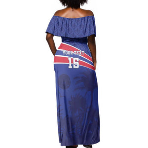 Custom Haiti Football Off Shoulder Maxi Dress Go Champions Les Grenadiers - African Pride