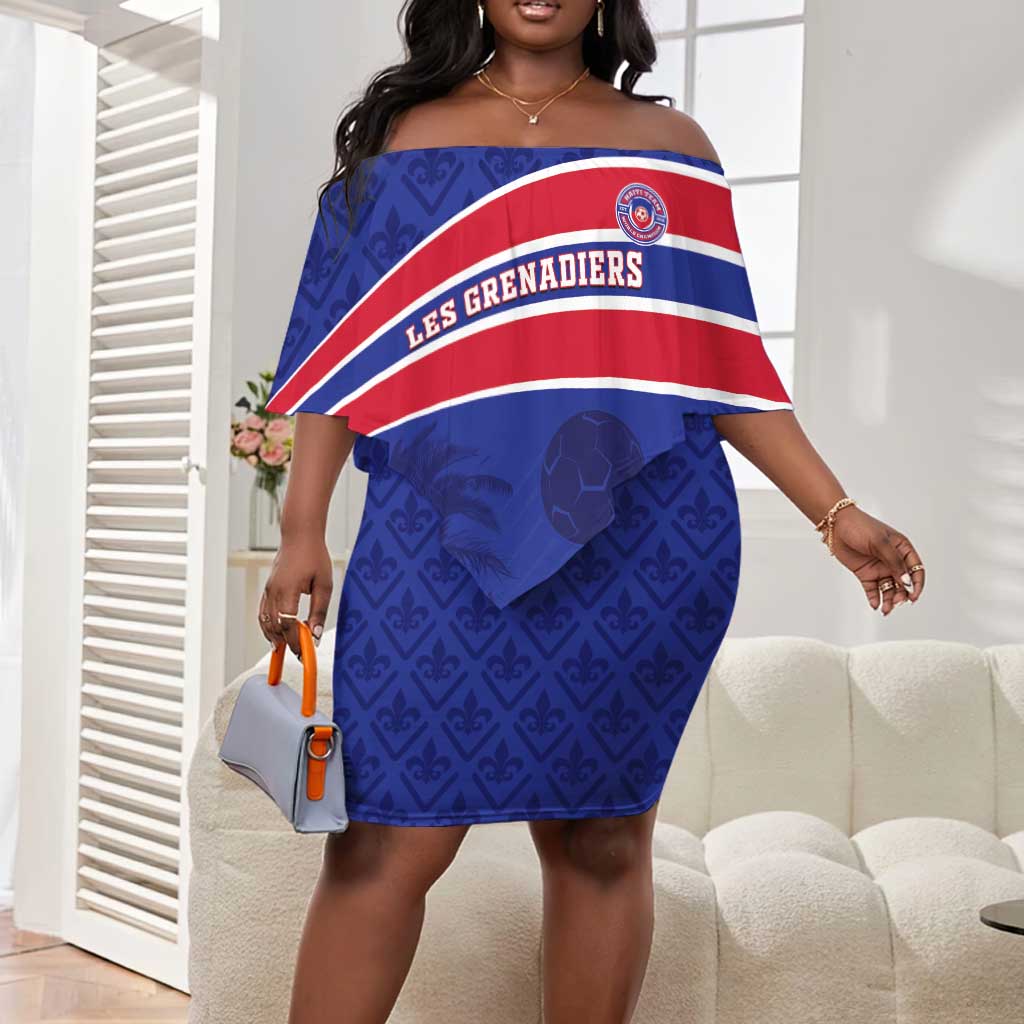 Custom Haiti Football Off Shoulder Short Dress Go Champions Les Grenadiers - African Pride