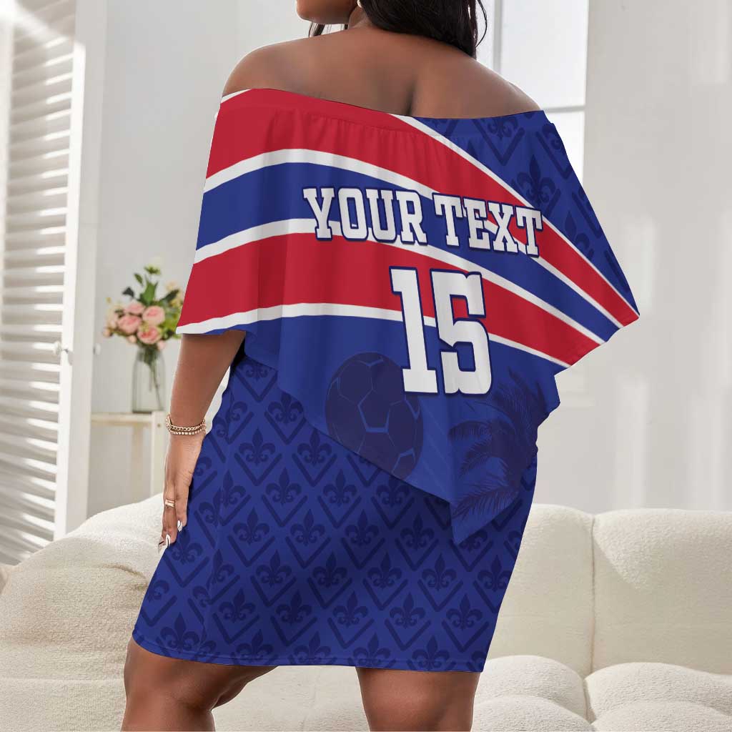 Custom Haiti Football Off Shoulder Short Dress Go Champions Les Grenadiers - African Pride