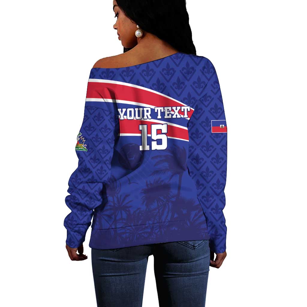 Custom Haiti Football Off Shoulder Sweater Go Champions Les Grenadiers - African Pride