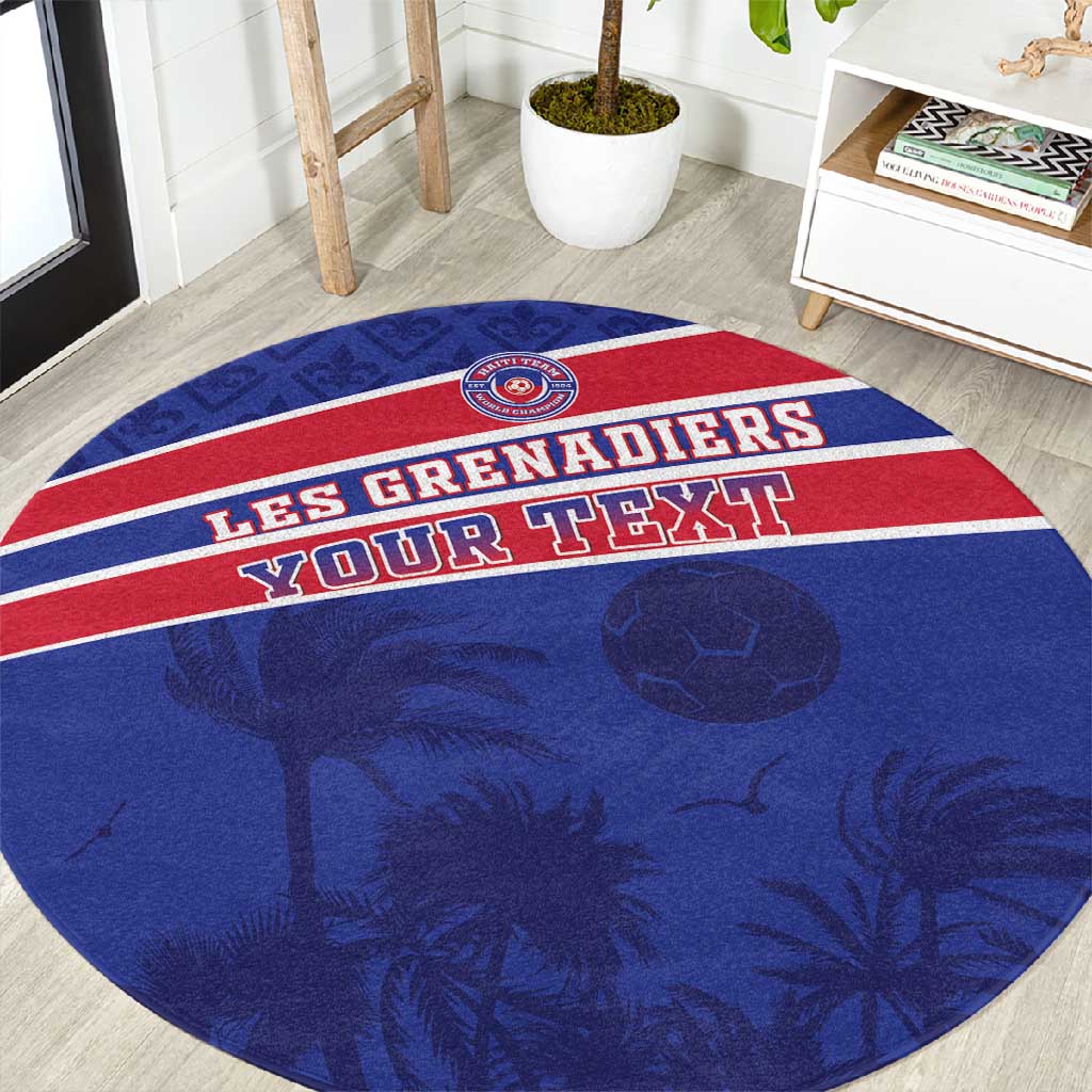 Custom Haiti Football Round Carpet Go Champions Les Grenadiers - African Pride