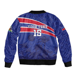 Custom Haiti Football Sleeve Zip Bomber Jacket Go Champions Les Grenadiers - African Pride