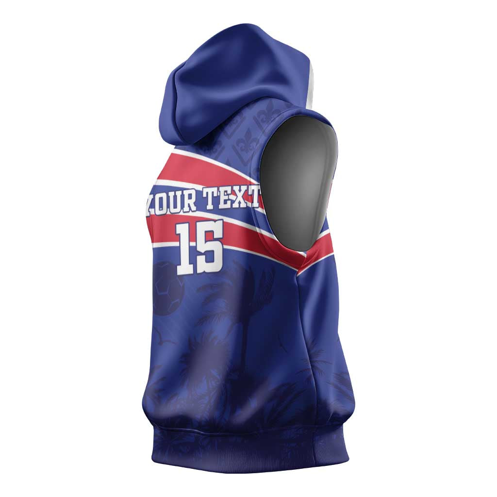 Custom Haiti Football Sleeveless Hoodie Go Champions Les Grenadiers - African Pride