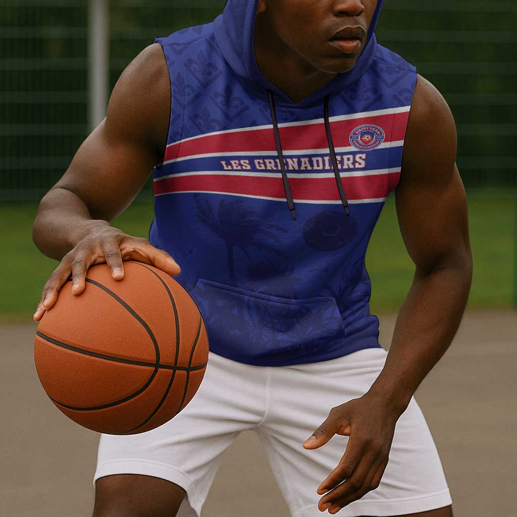 Custom Haiti Football Sleeveless Hoodie Go Champions Les Grenadiers - African Pride