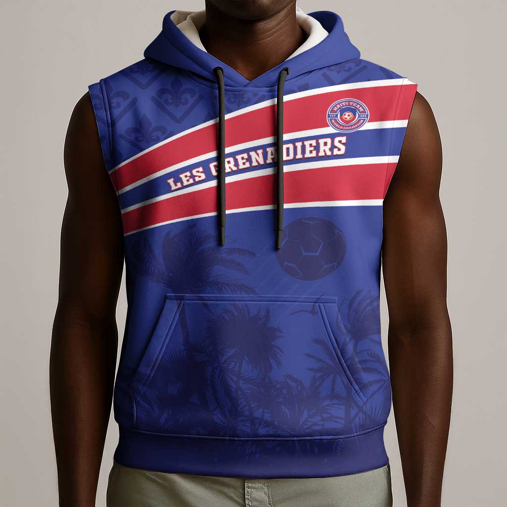 Custom Haiti Football Sleeveless Hoodie Go Champions Les Grenadiers - African Pride