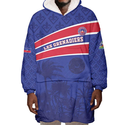 Custom Haiti Football Wearable Blanket Hoodie Go Champions Les Grenadiers - African Pride