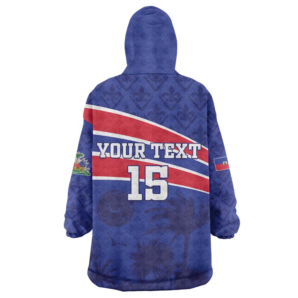 Custom Haiti Football Wearable Blanket Hoodie Go Champions Les Grenadiers - African Pride