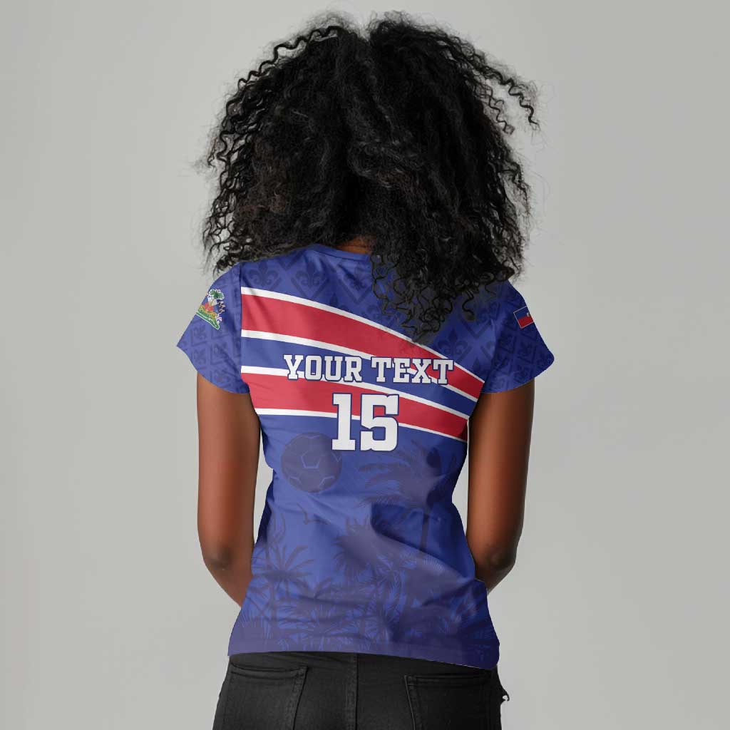 Custom Haiti Football Women V-Neck T-Shirt Go Champions Les Grenadiers - African Pride