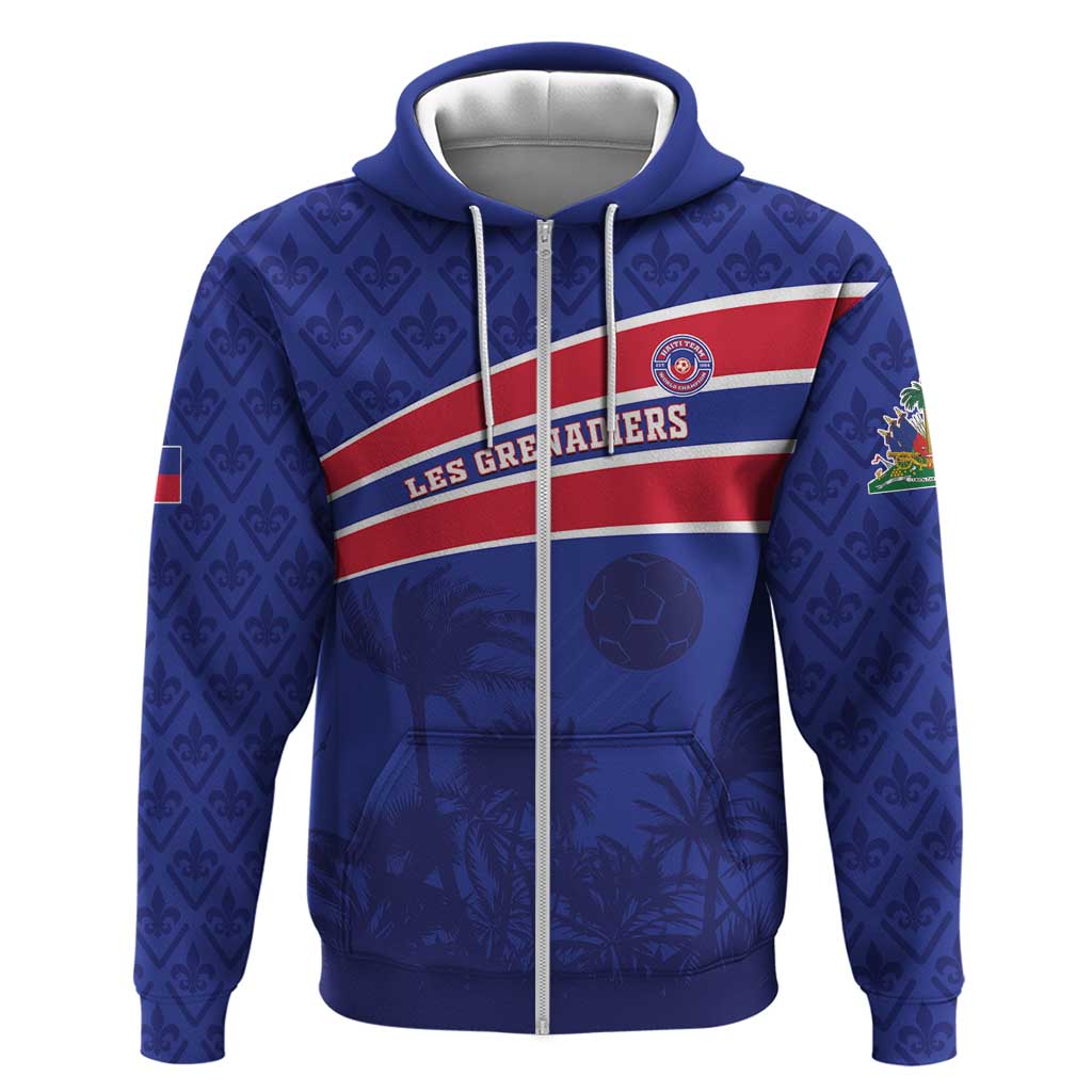 Custom Haiti Football Zip Hoodie Go Champions Les Grenadiers - African Pride