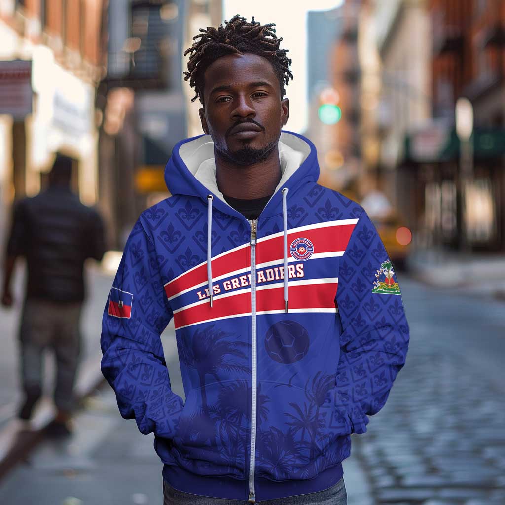 Custom Haiti Football Zip Hoodie Go Champions Les Grenadiers - African Pride