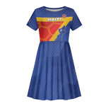 Custom Haiti Football Kid Short Sleeve Dress Neg Marron - Road To World Cup 2026 - African Pride