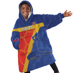 Custom Haiti Football Kid Wearable Blanket Hoodie Neg Marron - Road To World Cup 2026 - African Pride