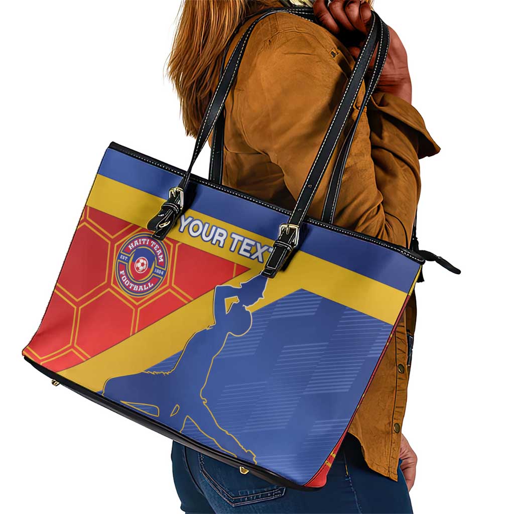 Custom Haiti Football Leather Tote Bag Neg Marron - Road To World Cup 2026 - African Pride