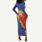 Custom Haiti Football Long Sleeve Bodycon Dress Neg Marron - Road To World Cup 2026 - African Pride