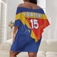 Custom Haiti Football Off Shoulder Short Dress Neg Marron - Road To World Cup 2026 - African Pride