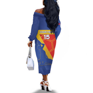 Custom Haiti Football Off The Shoulder Long Sleeve Dress Neg Marron - Road To World Cup 2026 - African Pride