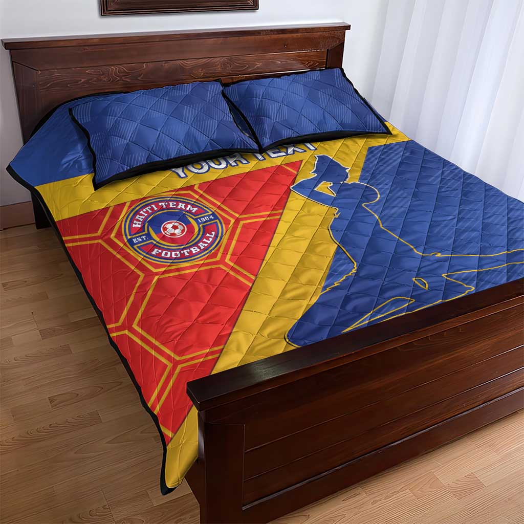 Custom Haiti Football Quilt Bed Set Neg Marron - Road To World Cup 2026 - African Pride