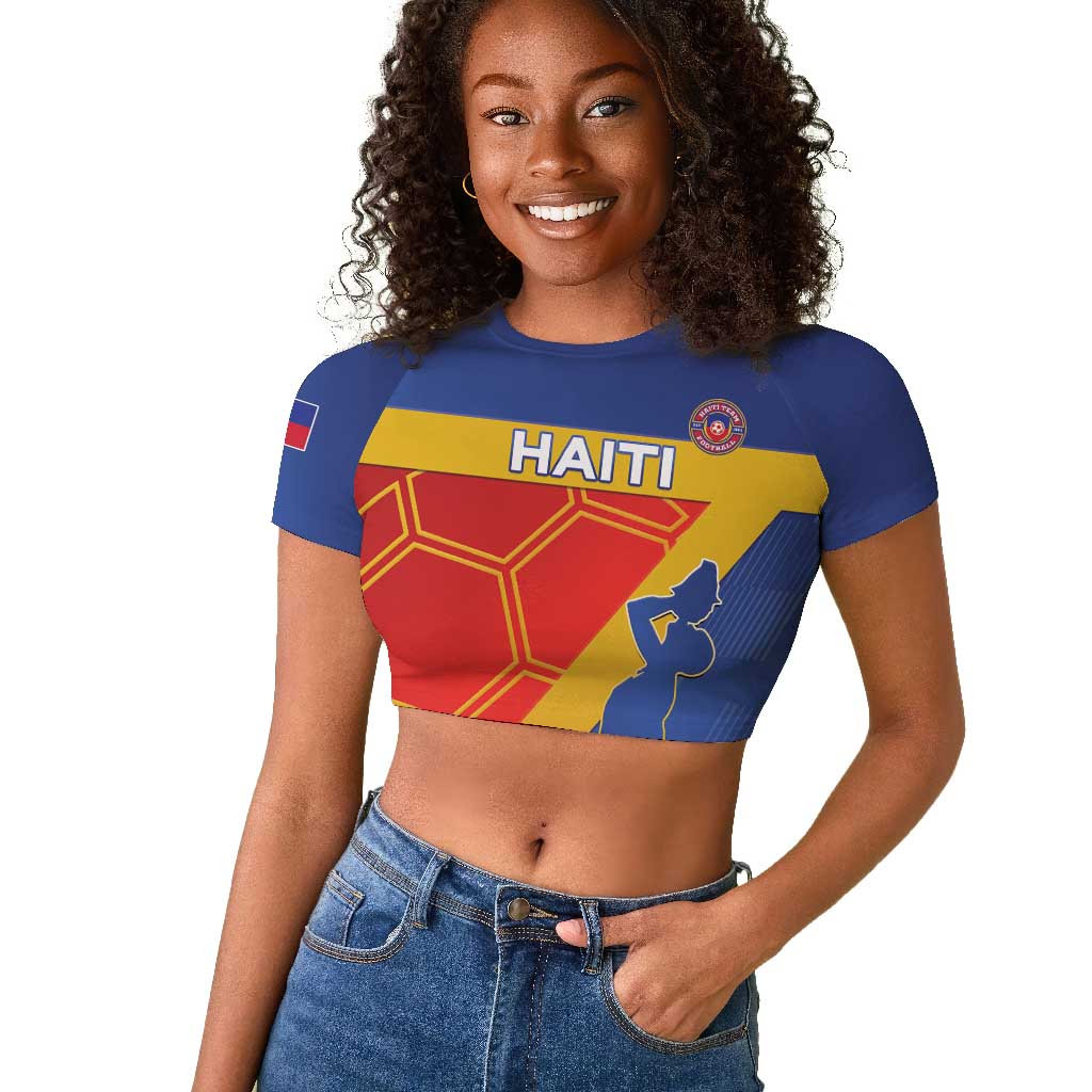 Custom Haiti Football Raglan Cropped T shirt Neg Marron - Road To World Cup 2026 - African Pride
