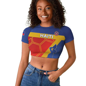 Custom Haiti Football Raglan Cropped T shirt Neg Marron - Road To World Cup 2026 - African Pride
