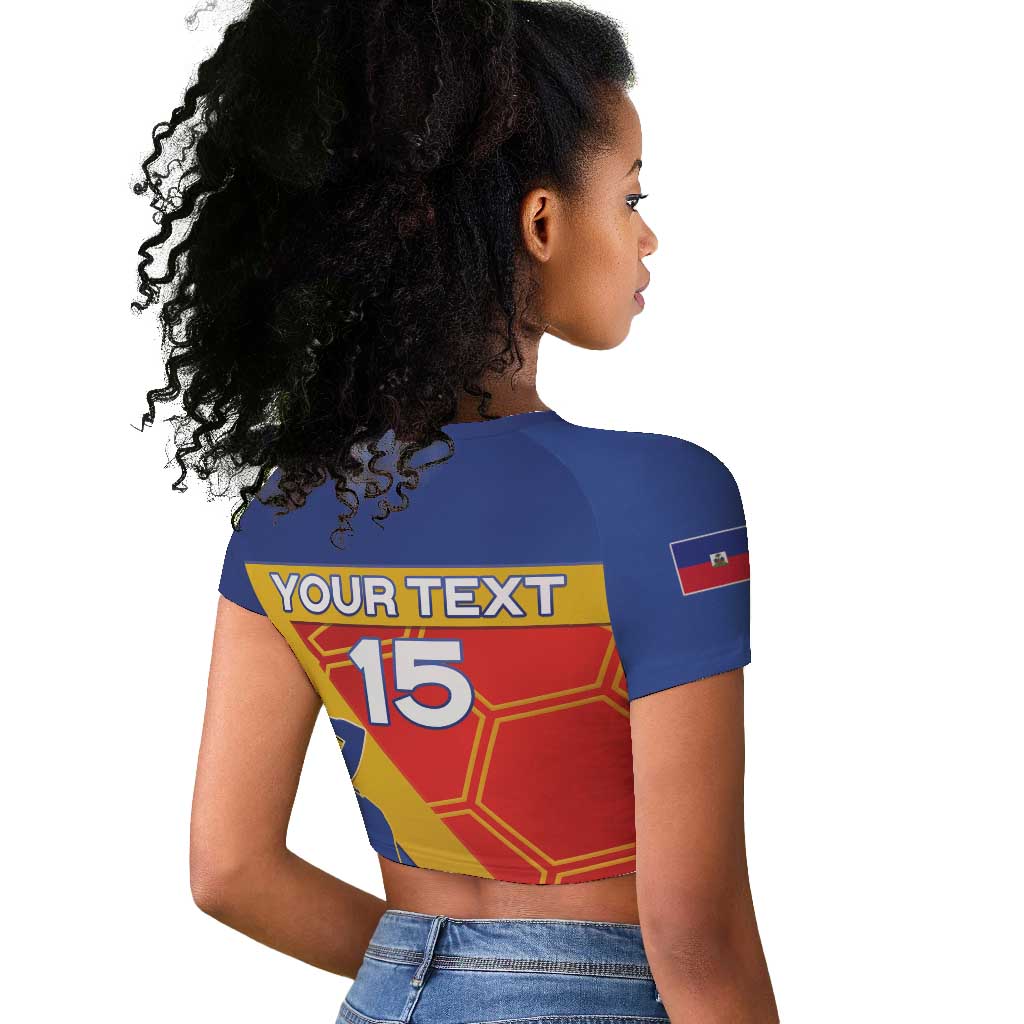 Custom Haiti Football Raglan Cropped T shirt Neg Marron - Road To World Cup 2026 - African Pride