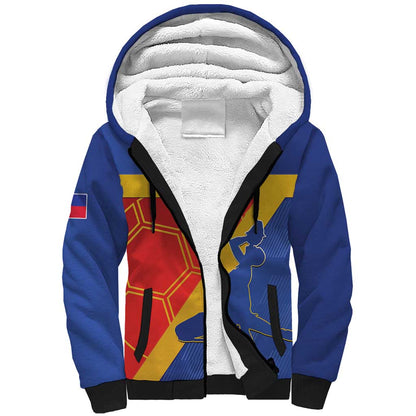 Custom Haiti Football Sherpa Hoodie Neg Marron - Road To World Cup 2026 - African Pride