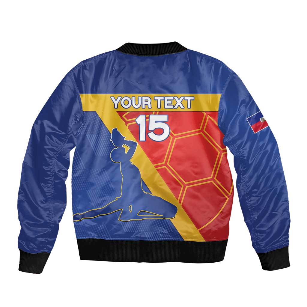 Custom Haiti Football Sleeve Zip Bomber Jacket Neg Marron - Road To World Cup 2026 - African Pride