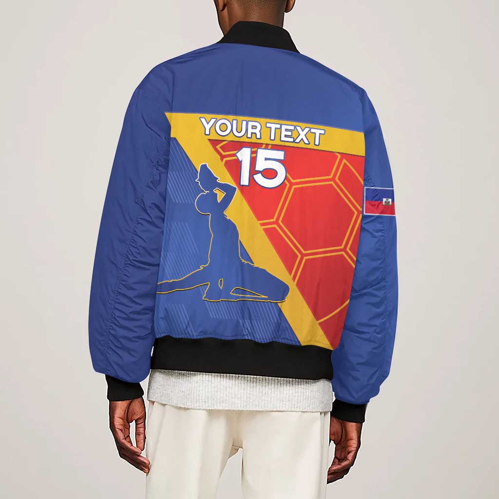 Custom Haiti Football Sleeve Zip Bomber Jacket Neg Marron - Road To World Cup 2026 - African Pride