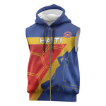 Custom Haiti Football Sleeveless Zip Hoodie Neg Marron - Road To World Cup 2026 - African Pride