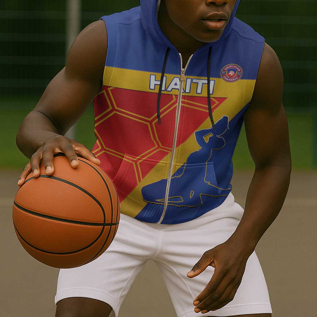 Custom Haiti Football Sleeveless Zip Hoodie Neg Marron - Road To World Cup 2026 - African Pride