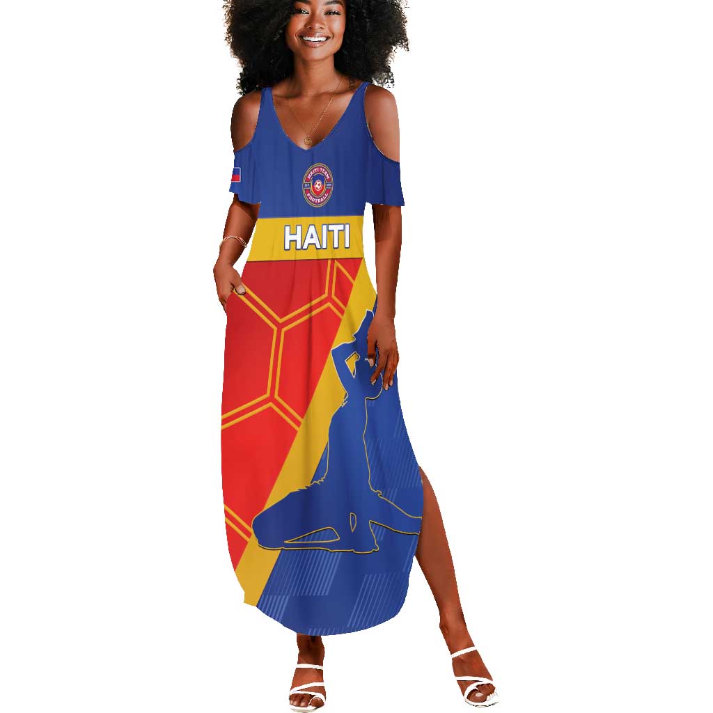 Custom Haiti Football Summer Maxi Dress Neg Marron - Road To World Cup 2026 - African Pride