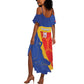 Custom Haiti Football Summer Maxi Dress Neg Marron - Road To World Cup 2026 - African Pride