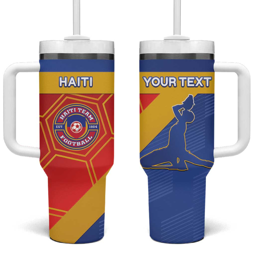 Custom Haiti Football Tumbler With Handle Neg Marron - Road To World Cup 2026 - African Pride