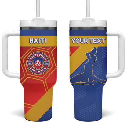 Custom Haiti Football Tumbler With Handle Neg Marron - Road To World Cup 2026 - African Pride