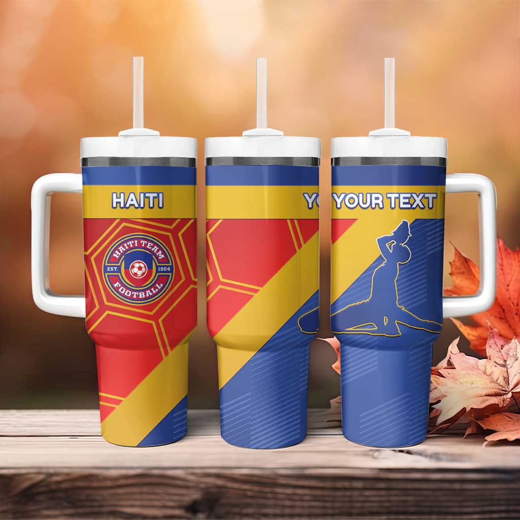 Custom Haiti Football Tumbler With Handle Neg Marron - Road To World Cup 2026 - African Pride