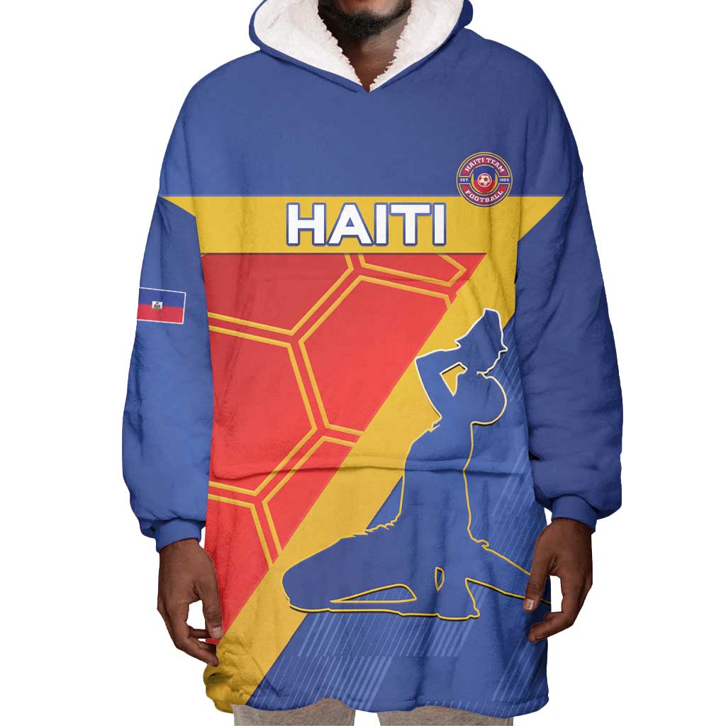 Custom Haiti Football Wearable Blanket Hoodie Neg Marron - Road To World Cup 2026 - African Pride