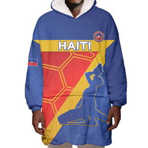 Custom Haiti Football Wearable Blanket Hoodie Neg Marron - Road To World Cup 2026 - African Pride