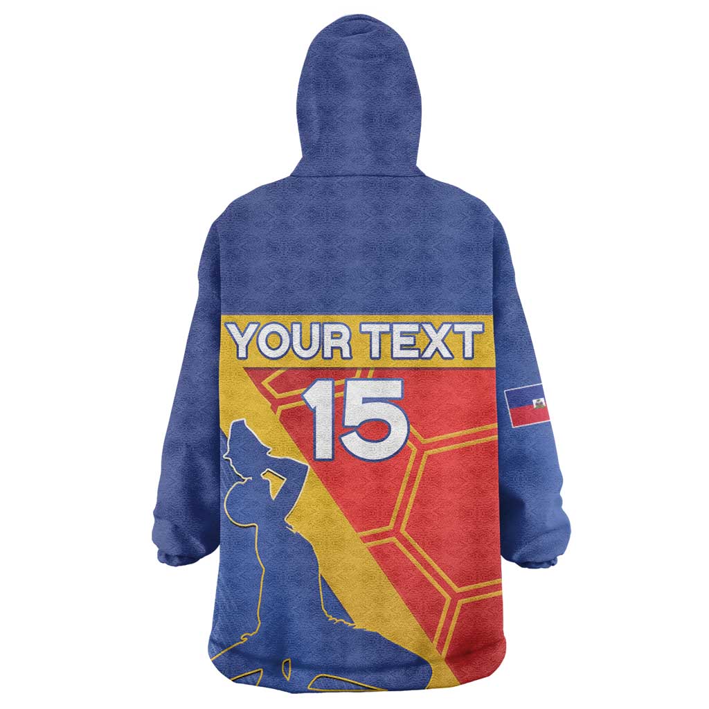 Custom Haiti Football Wearable Blanket Hoodie Neg Marron - Road To World Cup 2026 - African Pride