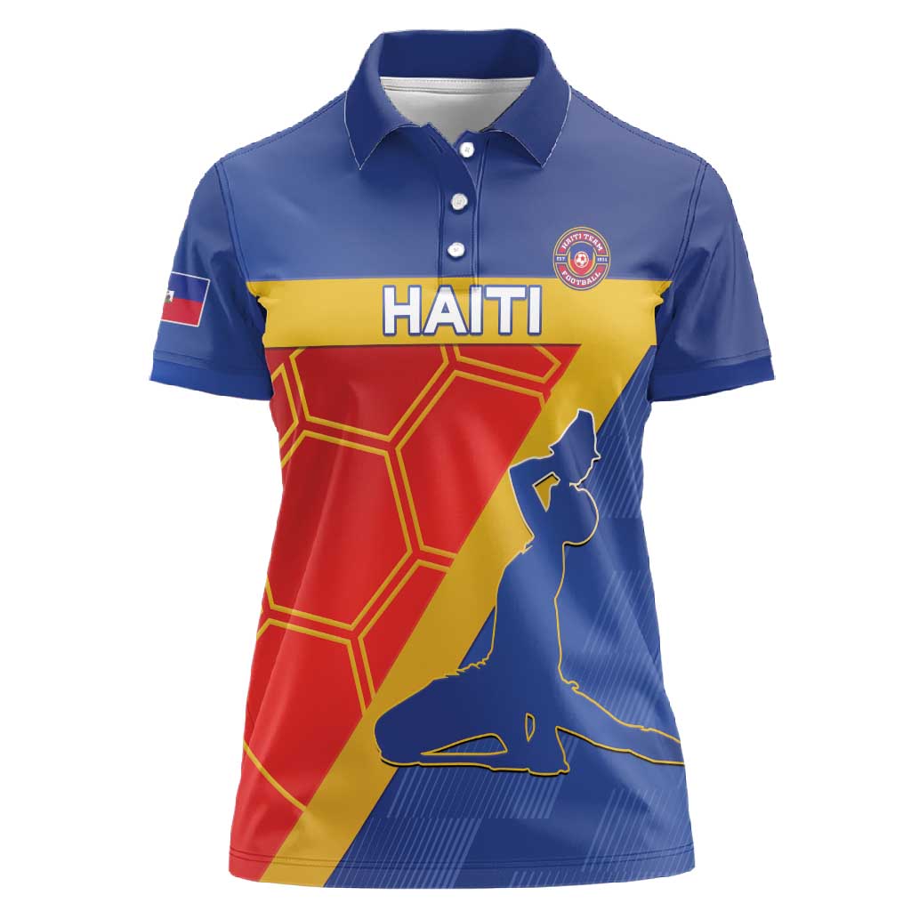 Custom Haiti Football Women Polo Shirt Neg Marron - Road To World Cup 2026 - African Pride