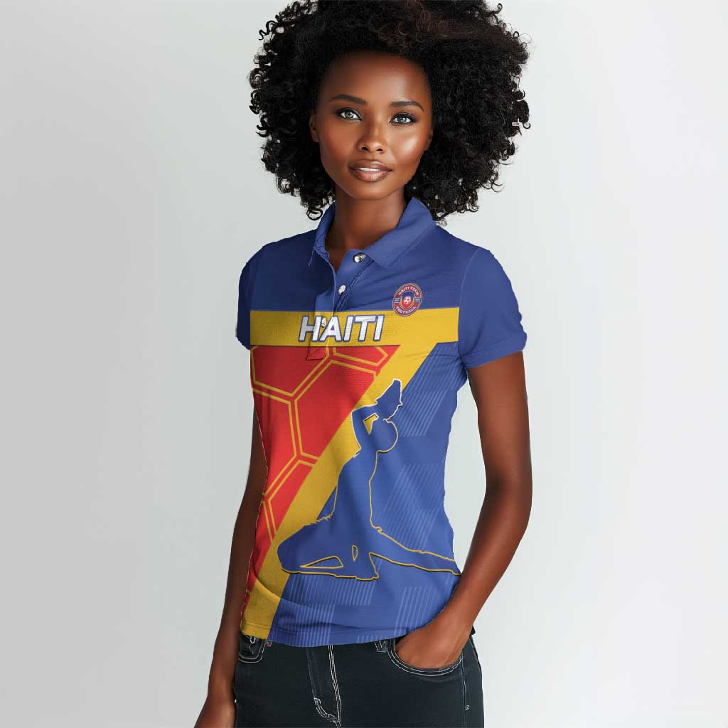 Custom Haiti Football Women Polo Shirt Neg Marron - Road To World Cup 2026 - African Pride