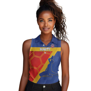 Custom Haiti Football Women Sleeveless Polo Shirt Neg Marron - Road To World Cup 2026 - African Pride