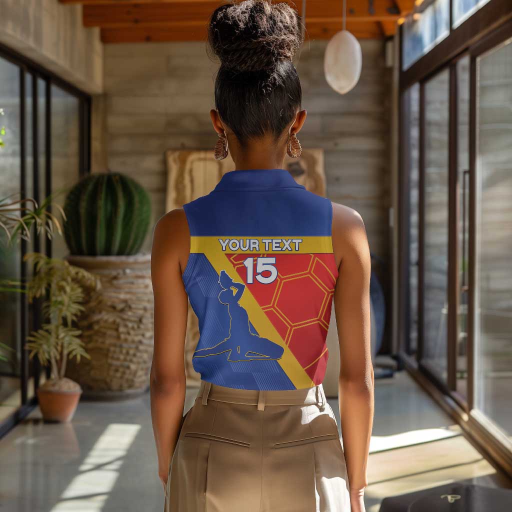 Custom Haiti Football Women Sleeveless Polo Shirt Neg Marron - Road To World Cup 2026 - African Pride