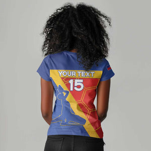 Custom Haiti Football Women V-Neck T-Shirt Neg Marron - Road To World Cup 2026 - African Pride